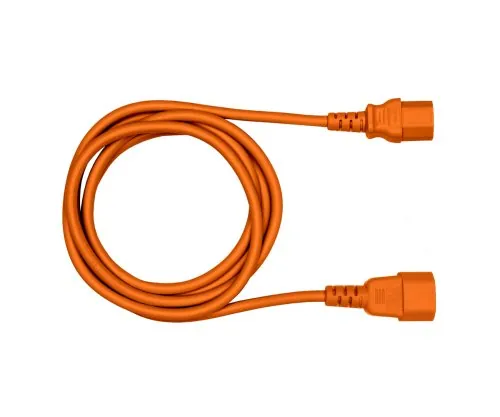 DINIC Warmgerätekabel C14 auf C15, 1mm², VDE, orange, IEC 60320-C14/C15, Verlängerung, 2,00m, orange